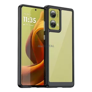 HUSĂ! - Silicon protector de telefon (rezistent la șocuri, spate transparent) BLACK Motorola Moto G85 5G