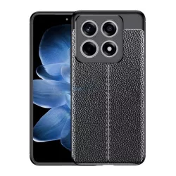  HUSĂ! - Silicon protector de telefon (rezistent la impact, efect de piele, model de cusătură) BLACK Xiaomi 14T Pro 5G