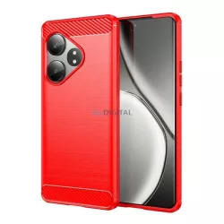   HUSĂ! - Silicon protector pentru telefon (rezistent la impact, călcâi cu pernă de aer, periat, model de carbon) PIROS Realme GT 6T 5G, GT 6 5G