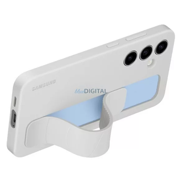 HUSĂ! - SAMSUNG silicon telefon protector (mat, built-in curea, kickstand) LIGHT GREY Samsung Galaxy S24 FE (SM-S721)