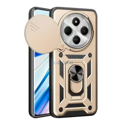   HUSĂ! - Defender silicon protector de telefon (rezistent la șocuri, inel de prindere, protector de cameră) GOLD Xiaomi Redmi 14C 4G