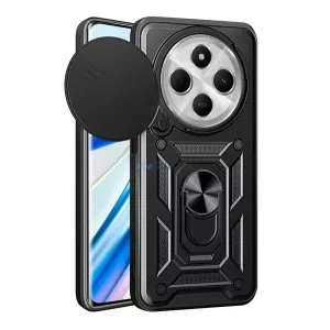 HUSĂ! - Defender silicon protector de telefon (rezistent la șocuri, inel de prindere, protector de cameră) BLACK Xiaomi Redmi 14C 4G