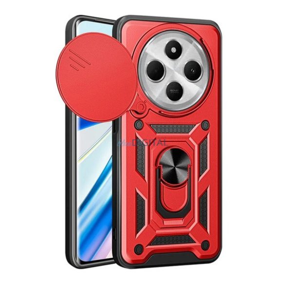 Protector de telefon din silicon Defender (rezistent la șocuri, inel de reținere, protector de cameră) PIROS Xiaomi Redmi 14C 4G