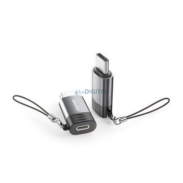 Adaptor AWEI A12 (mufă Lightning - Type-C, transfer de date și încărcare, OTG) GRIS deschis