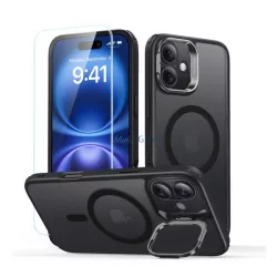   HUSĂ! - ESR CLASSIC HYBRID silicon protector de telefon (rezistent la șocuri, absorbant de șocuri, MagSafe, mat + ecran protector de sticlă) BLACK Apple iPhone 16 5G