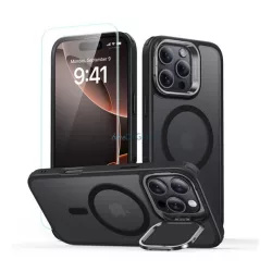   HUSĂ! - ESR CLASSIC HYBRID silicon protector de telefon (rezistent la șocuri, absorbant de șocuri, MagSafe, mat + ecran protector de sticlă) BLACK Apple iPhone 16 Pro 5G