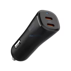   SPIGEN EV502 ARCSTATION încărcător auto 2 prize Type-C (50W, încărcător rapid PD 3.0) NEGRU