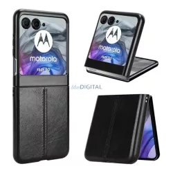   HUSĂ! - Silicon protector de telefon (rezistent la impact, efect de piele, model de cusături) BLACK Motorola Razr 50 5G
