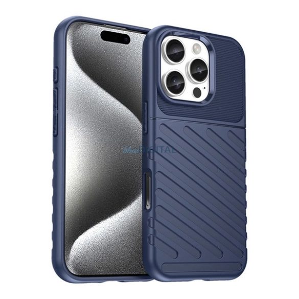 Silicon protector de telefon (rezistent la impact, cu dungi, model convex) BLEACH BLUE Apple iPhone 16 Pro 5G