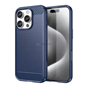 HUSĂ! - Silicon protector de telefon (rezistent la impact, bubble heel, periat, model de carbon) CUTTING BLUE Apple iPhone 16 Pro 5G