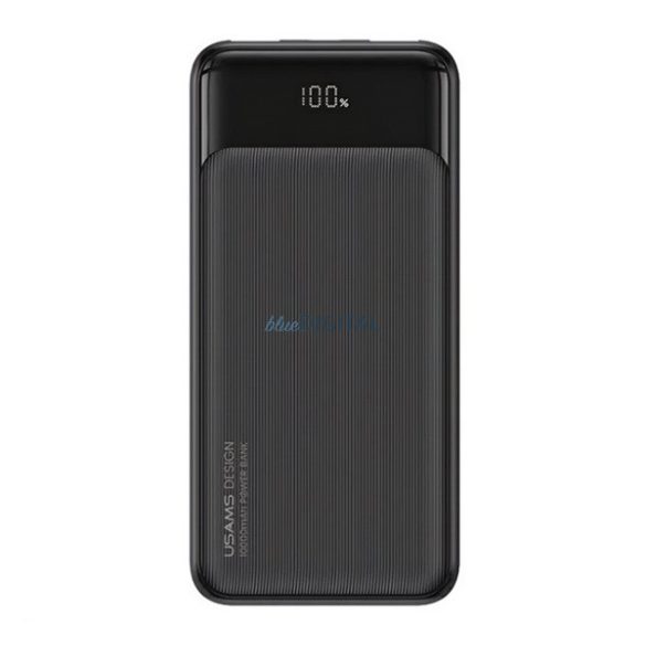 USAMS CD-198 încărcător de urgență 2 prize USB+Type-C (10000mAh, 10W, încărcător rapid, afișaj LED) NEGRU