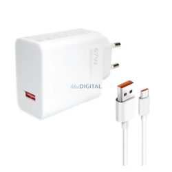   Încărcător XIAOMI priză USB (67W, încărcător rapid + cablu tip C) ALB