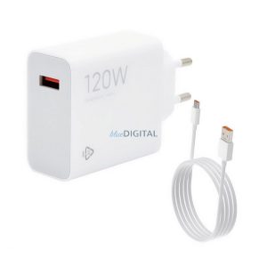 Încărcător de rețea XIAOMI HYPERCHARGE COMBO Priză USB (120W, încărcător rapid + cablu tip C) ALB