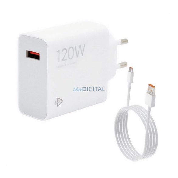 Încărcător de rețea XIAOMI HYPERCHARGE COMBO Priză USB (120W, încărcător rapid + cablu tip C) ALB