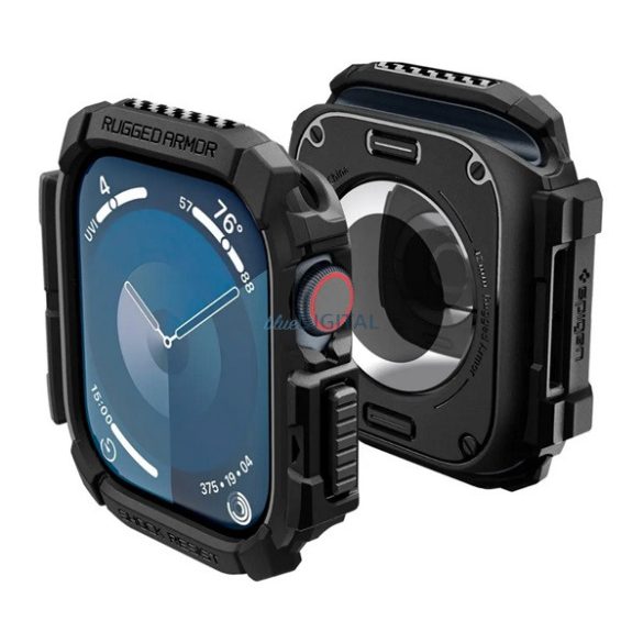 SPIGEN RUGGED ARMOR curea (dimensiune personalizată, silicon + cadru de silicon) BLACK Apple Watch Series 10 42mm