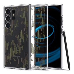   HUSĂ! - SPIGEN ULTRA HYBRID plastic protector de telefon (rezistent la șocuri, bubble cadru, model de camuflaj) pentru Samsung Galaxy S24 Ultra 5G (SM-S928)