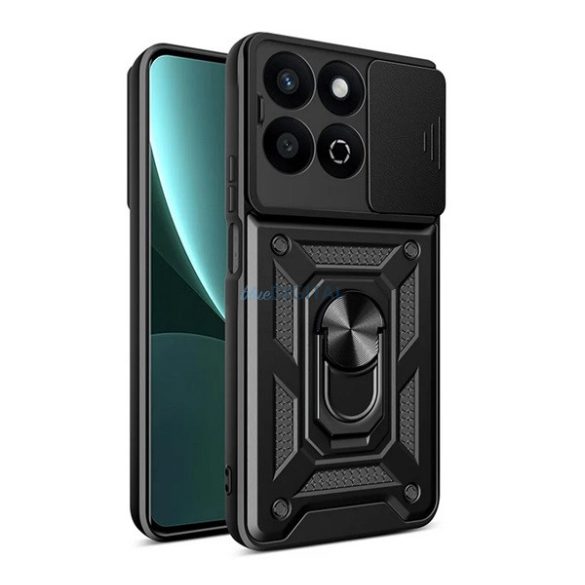 Protector de telefon din silicon Defender (rezistent la șocuri, inel de reținere, protector pentru cameră) BLACK Honor 200 Smart 5G
