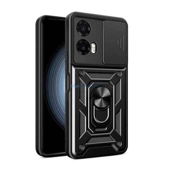 Defender silicon protector de telefon (rezistent la șocuri, inel de reținere, protector de cameră) BLACK Motorola Moto G35 5G