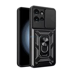  HUSĂ! - Defender silicon protector de telefon (rezistent la șocuri, inel de prindere, protector de cameră) BLACK Motorola Edge 50 5G