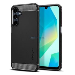   HUSĂ! - SPIGEN RUGGED ARMOR silicon telefon protector (rezistent la șocuri, bubble heel, model de carbon) BLACK Samsung Galaxy A16 5G (SM-A166), Galaxy A16 4G (SM-A165)