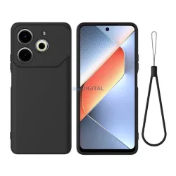   HUSĂ! - Silicon protector de telefon (mat, microfibră pluș anti-scratch interior, premium + curea de mână) BLACK Tecno Pova 6 Neo