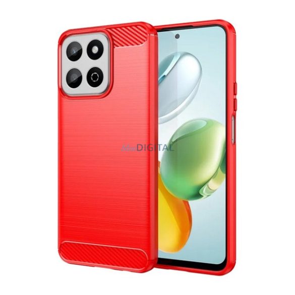 Silicon protector pentru telefon (rezistent la impact, călcâi cu pernă de aer, periat, model de carbon) PIROS Honor 200 Smart 5G