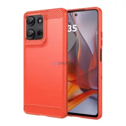   HUSĂ! - Silicon protector de telefon (rezistent la impact, bubble heel, periat, model de carbon) PIROS Motorola Moto G75