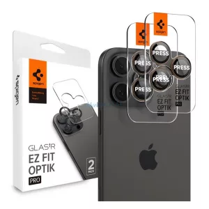 SPIGEN OPTIK PRO Camera Glass 2pcs (9H, doar lentila) TITANIUM Apple iPhone 16 Pro Max 5G, iPhone 16 Pro 5G