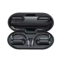   AWEI OWS T93 bluetooth earphone Stereo (v5.4, TWS, in-ear, clip-on, microfon, IPX6 + încărcător) NEGRU