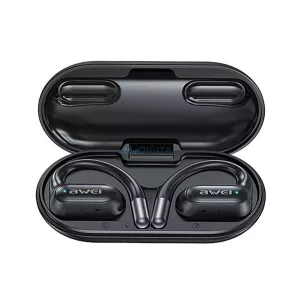 AWEI OWS T93 bluetooth earphone Stereo (v5.4, TWS, in-ear, clip-on, microfon, IPX6 + încărcător) NEGRU