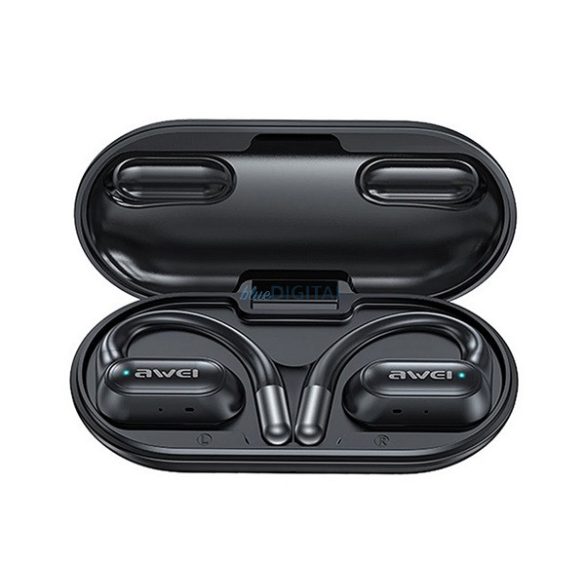 AWEI OWS T93 bluetooth earphone Stereo (v5.4, TWS, in-ear, clip-on, microfon, IPX6 + încărcător) NEGRU