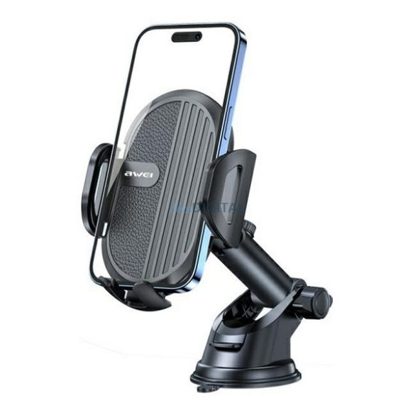 Suport auto AWEI X72 (bord, parbriz, ventuză, 360°, dimensiune 4.7-7.2") NEGRU