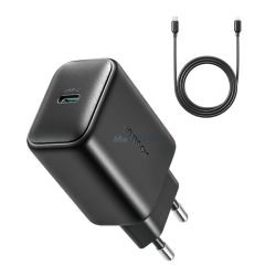   Încărcător de rețea JOYROOM cu priză Type-C (25W, încărcător rapid PD 3.0 + cablu Type-C) NEGRU