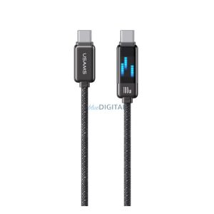 Cablu de date USAMS METEOR (Tip-C - Tip-C, 100W, încărcător rapid PD, 120cm, șiret, afișaj LED) NEGRU