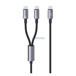   USAMS SUFENG cablu de date 2in1 (Tip-C - 2 Tip-C, 72W, încărcător rapid PD, 120cm, șiret, afișaj LED) NEGRU