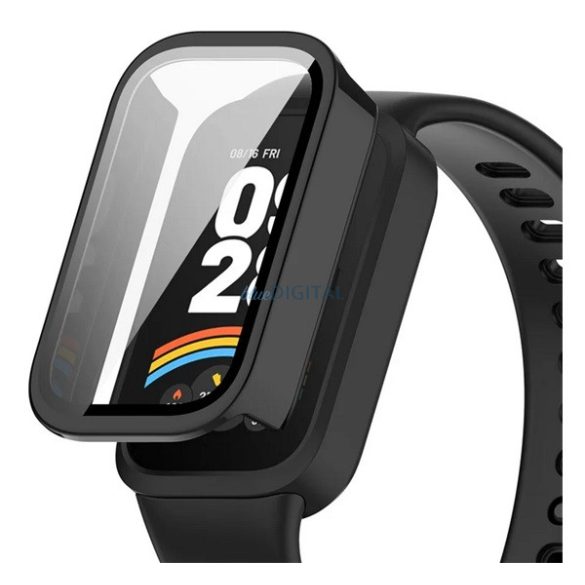 Cadru din plastic (BUMPER, rezistență la șocuri + sticlă de protecție a afișajului) BLACK Xiaomi Smart Band 9 Active
