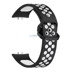   Curea de rezervă (dimensiune personalizată, silicon, perforată, respirabilă) BLACK/WHITE Samsung Galaxy Fit 3