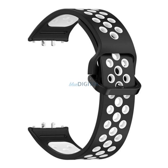 Curea de rezervă (dimensiune personalizată, silicon, perforată, respirabilă) BLACK/WHITE Samsung Galaxy Fit 3