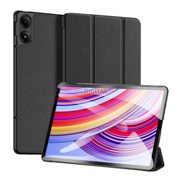 DUX DUCIS DOMO caz în picioare, efect de piele (activ FLIP, deschidere laterală, TRIFOLD, suport desktop, model textil) BLACK Xiaomi Redmi Pad Pro