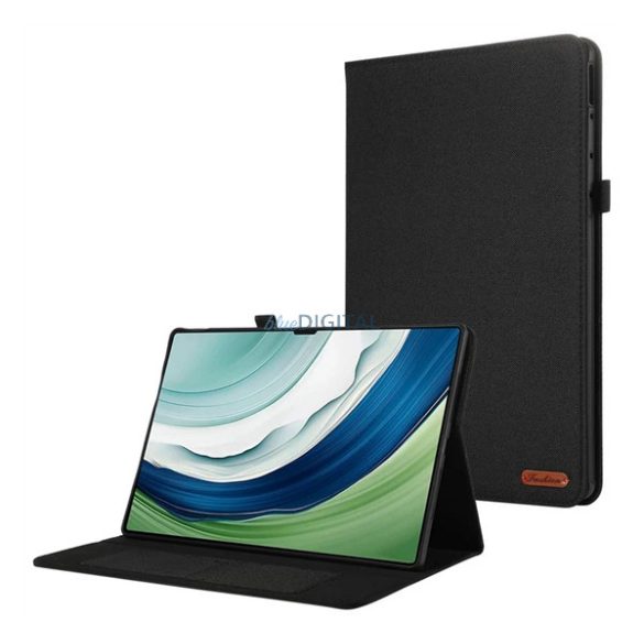 Husă permanentă, efect piele (FLIP, deschidere laterală, desktop, efect textil) BLACK Huawei MatePad Pro 12.2