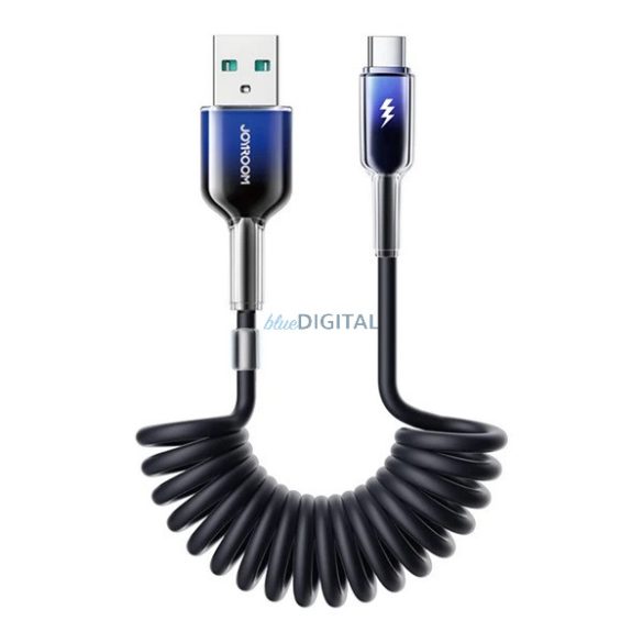 JOYROOM CRYSTAL-CLEAR cablu de date (USB - Tip-C, 3A, încărcător rapid, 150cm, cablu spiralat) NEGRU