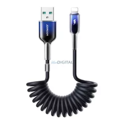   JOYROOM CRYSTAL-CLEAR cablu de date (USB - lightning, 3A, încărcător rapid, 150cm, cablu spiralat) NEGRU