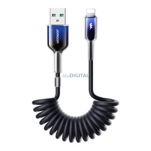 JOYROOM CRYSTAL-CLEAR cablu de date (USB - lightning, 3A, încărcător rapid, 150cm, cablu spiralat) NEGRU