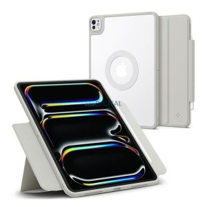 SPIGEN AIR SKIN PRO ONETAP husă verticală, efect piele ECO (active FLIP, deschidere laterală, TRIFOLD, desktop, magnetic) GREY Apple IPAD Pro 13 (2024)