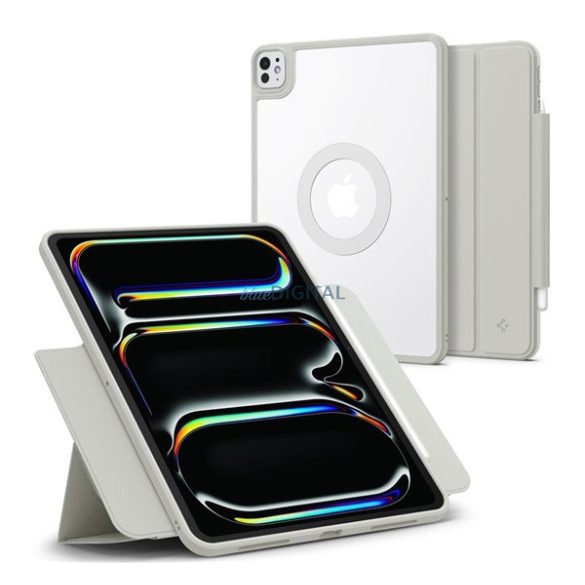 SPIGEN AIR SKIN PRO ONETAP husă verticală, efect piele ECO (active FLIP, deschidere laterală, TRIFOLD, desktop, magnetic) GREY Apple IPAD Pro 13 (2024)