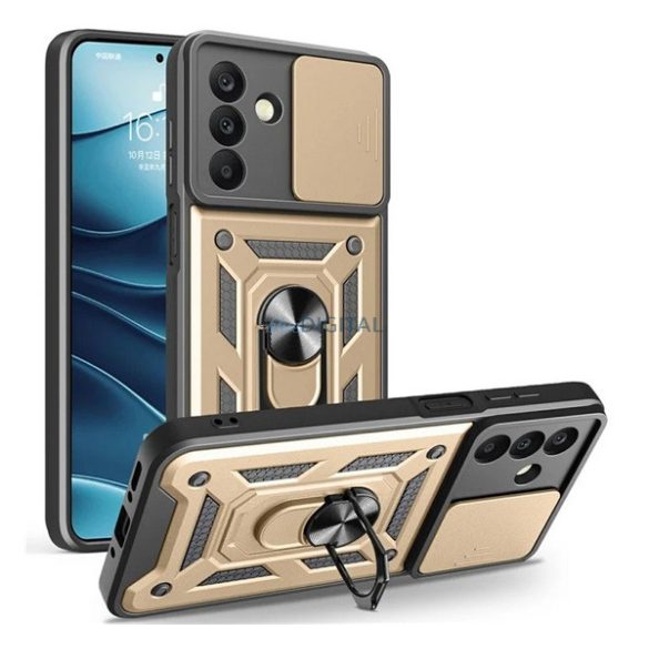 Protector de telefon din silicon Defender (rezistent la șocuri, inel de prindere, protector de cameră) GOLD Samsung Galaxy A26 5G (SM-A266)