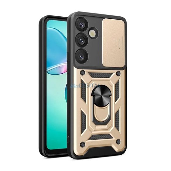 Protector de telefon din silicon Defender (rezistent la șocuri, inel de reținere, protector de cameră) GOLD Samsung Galaxy S25 Plus (SM-S936)