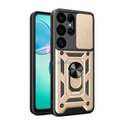   HUSĂ! - Protector de telefon din silicon Defender (rezistent la șocuri, inel de prindere, protector de cameră) GOLD Samsung Galaxy S25 Ultra (SM-S938)