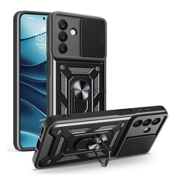 Defender silicon protector de telefon (rezistent la șocuri, inel de prindere, protector de cameră) BLACK Samsung Galaxy A26 5G (SM-A266)