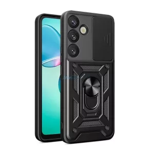 HUSĂ! - Protector de telefon din silicon Defender (rezistent la șocuri, inel de prindere, protector de cameră) BLACK Samsung Galaxy S25 Plus (SM-S936)